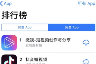 腾讯微视登顶AppStore 超越抖音